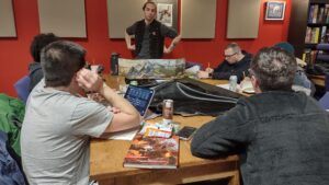 Gamers enjoying the Just Games game room